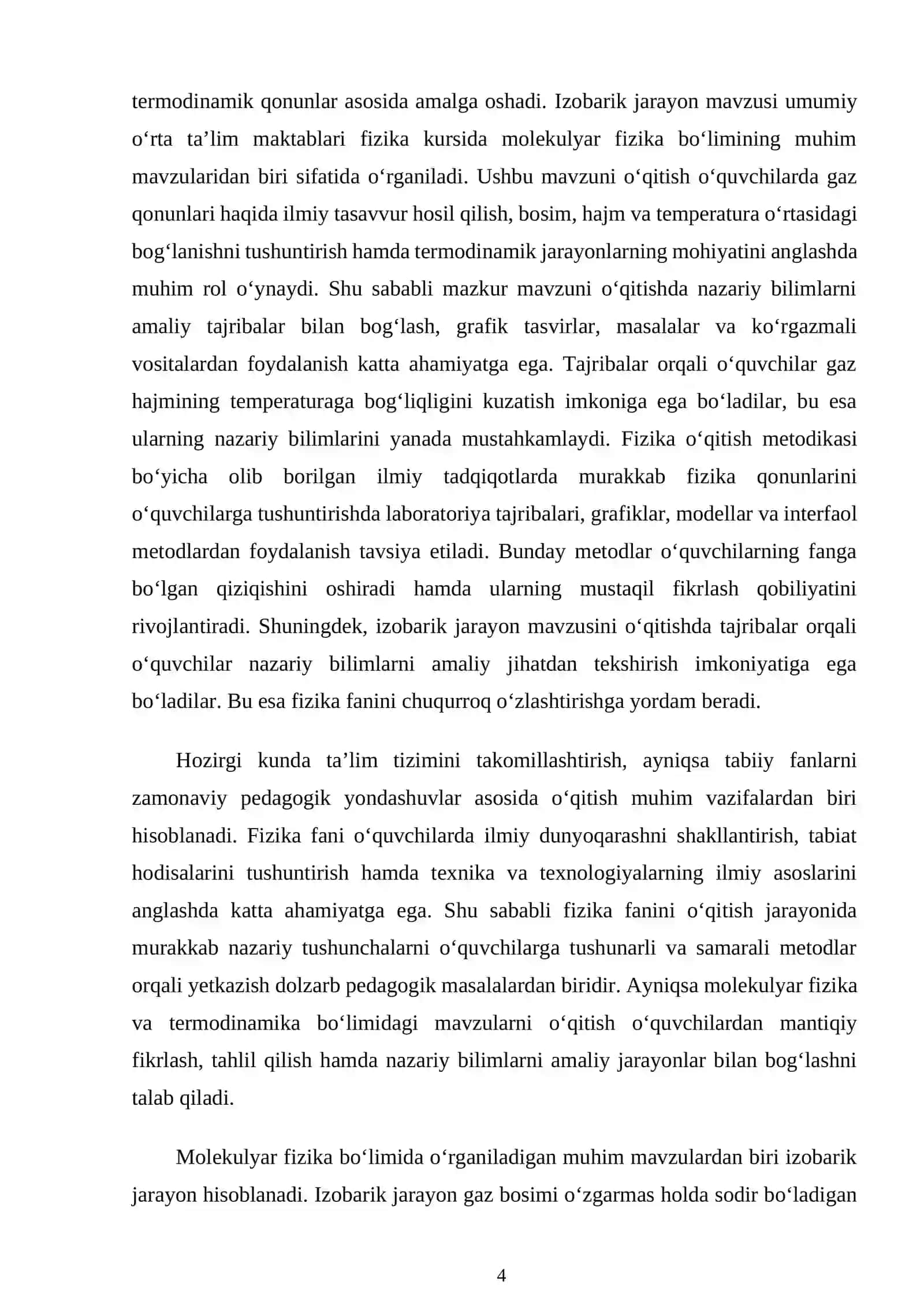 Izobarik jarayon mavzusini oʻqitish metodikasi 4