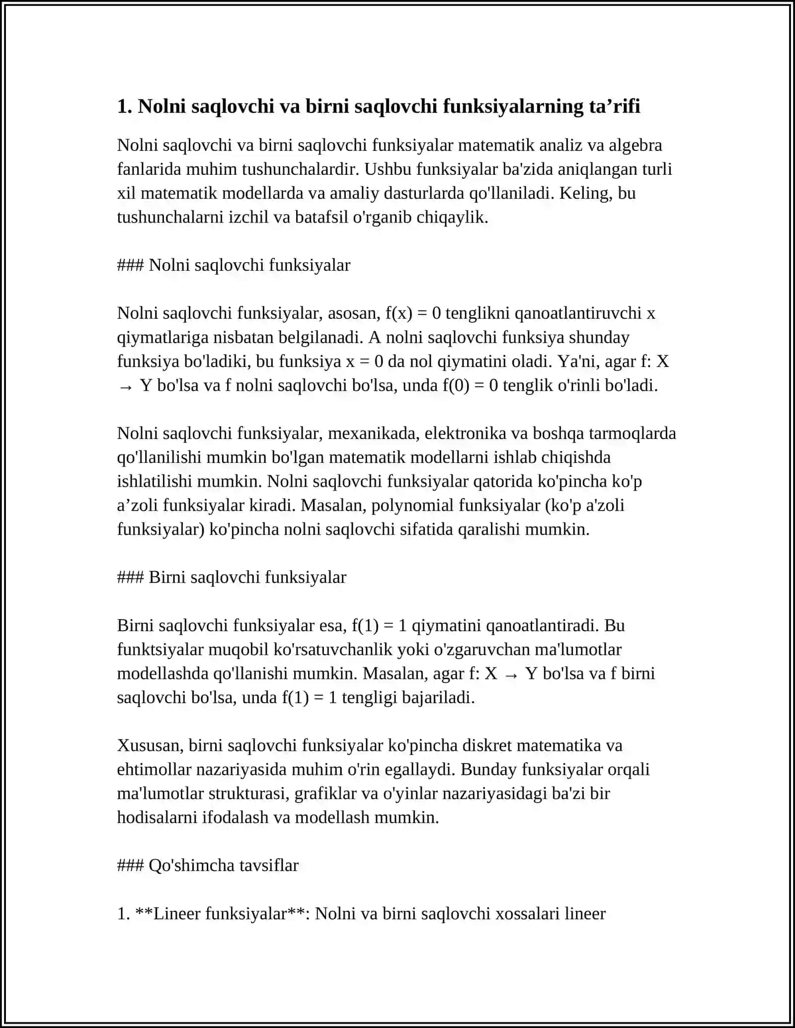 Nolni saqlovchi va birni saqlovchi funksiyalar 4