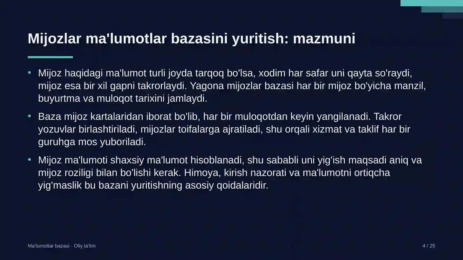tez tibbiy yordam xizmatida mijozlar ma'lumotlar bazasini yuritish 3096 4