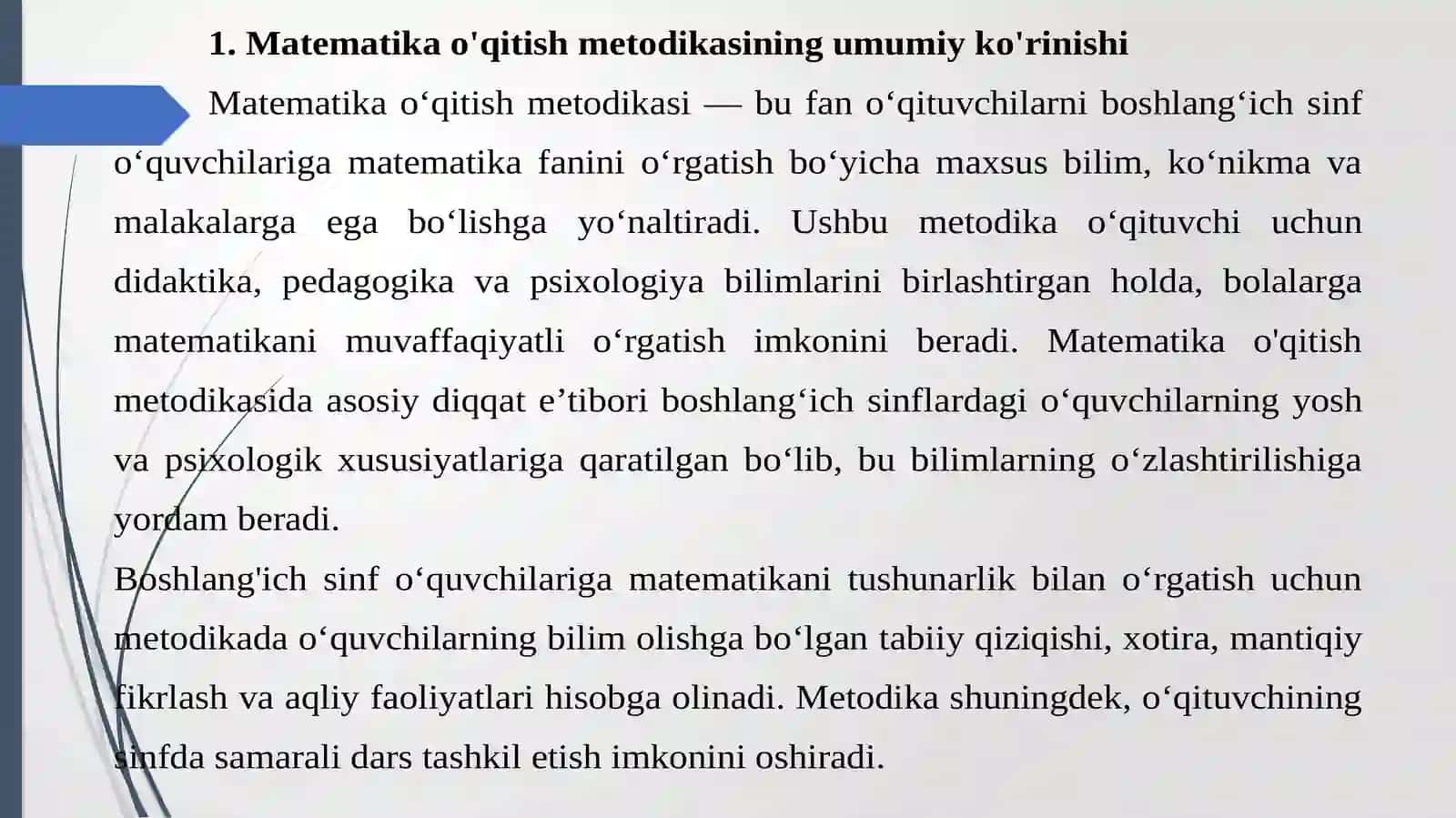 MATEMATIKA VA UNI O’QITISH METODIKASI 4