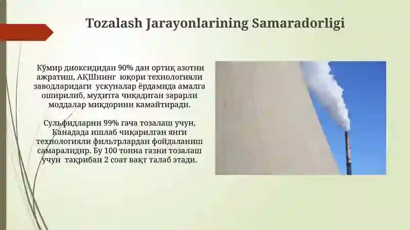 Karbon Dioksid va Oltingugurt Gazlarini Tozalash Usullari 4