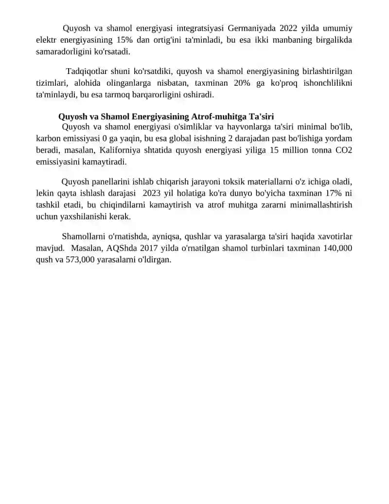Quyosh Energiyasining Afzalliklari 4