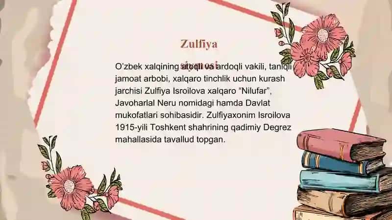 Zulfiya Isroilova hayoti va ijodi 4