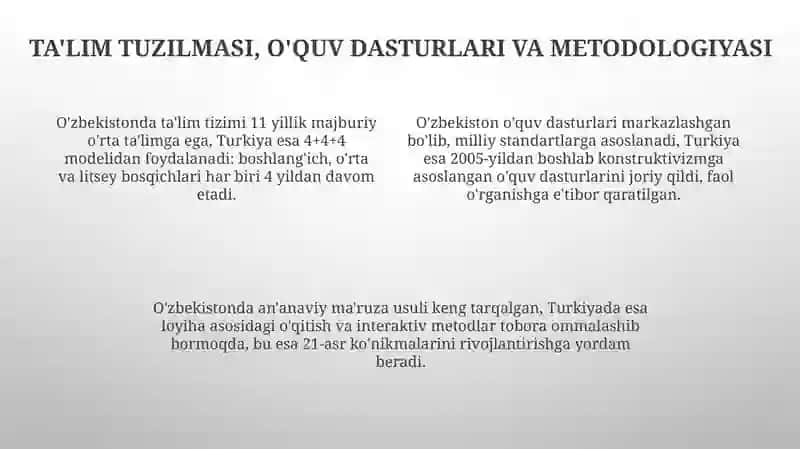 O'zbekiston va Turkiya ta'lim tizimining qiyosiy tahlili 4