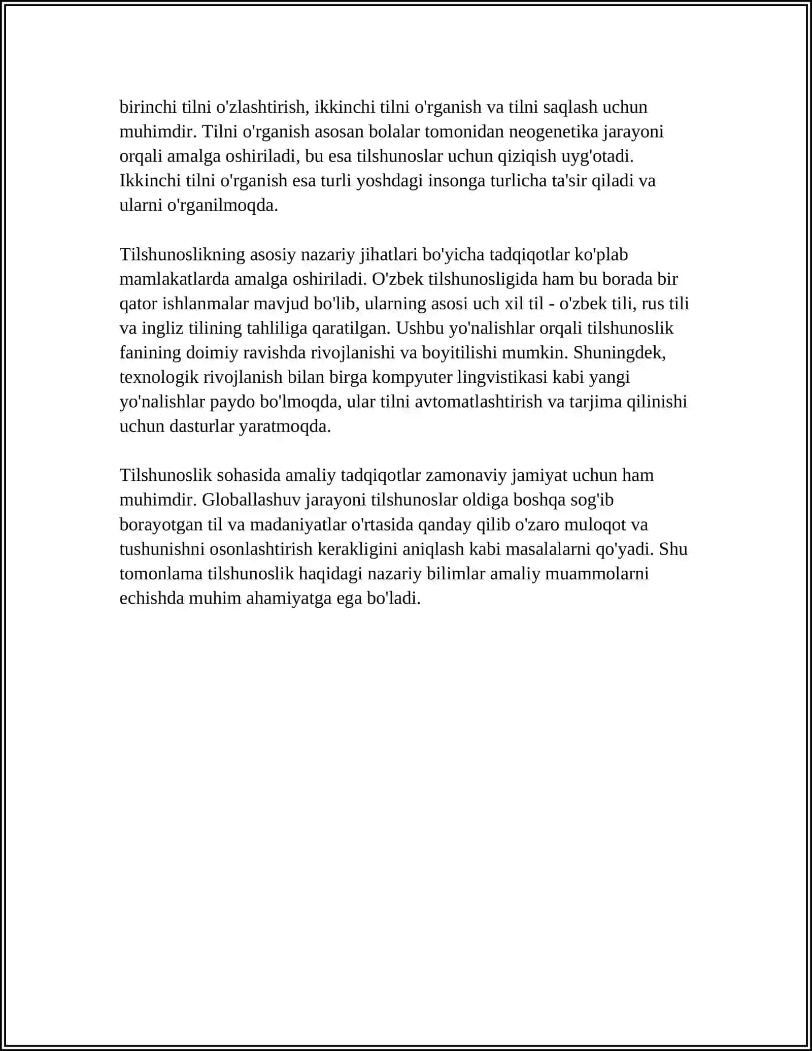 TILSHUNOSLIKKA KIRISH. REFARAT YOZISH 4