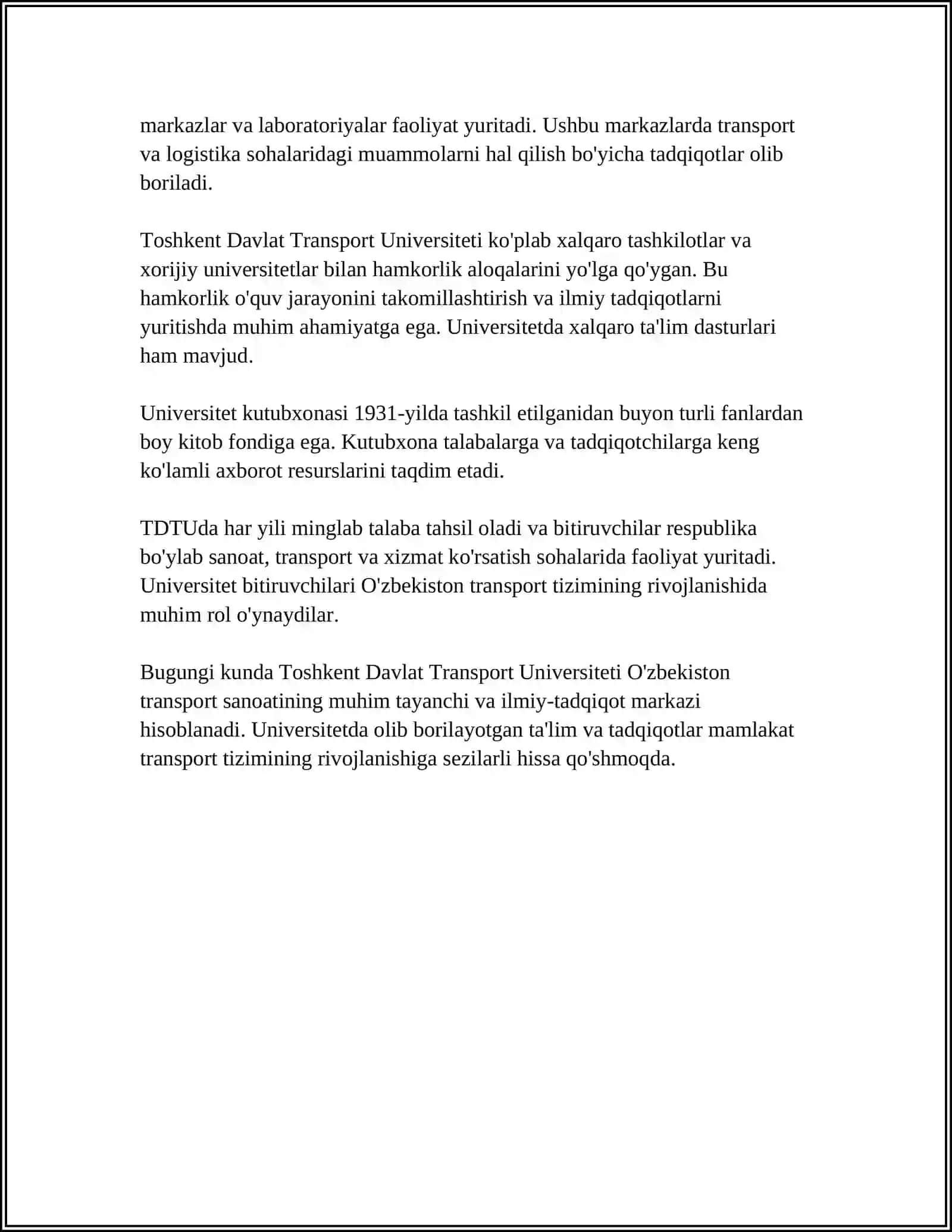 Toshkent Davlat Transport Universiteti 4