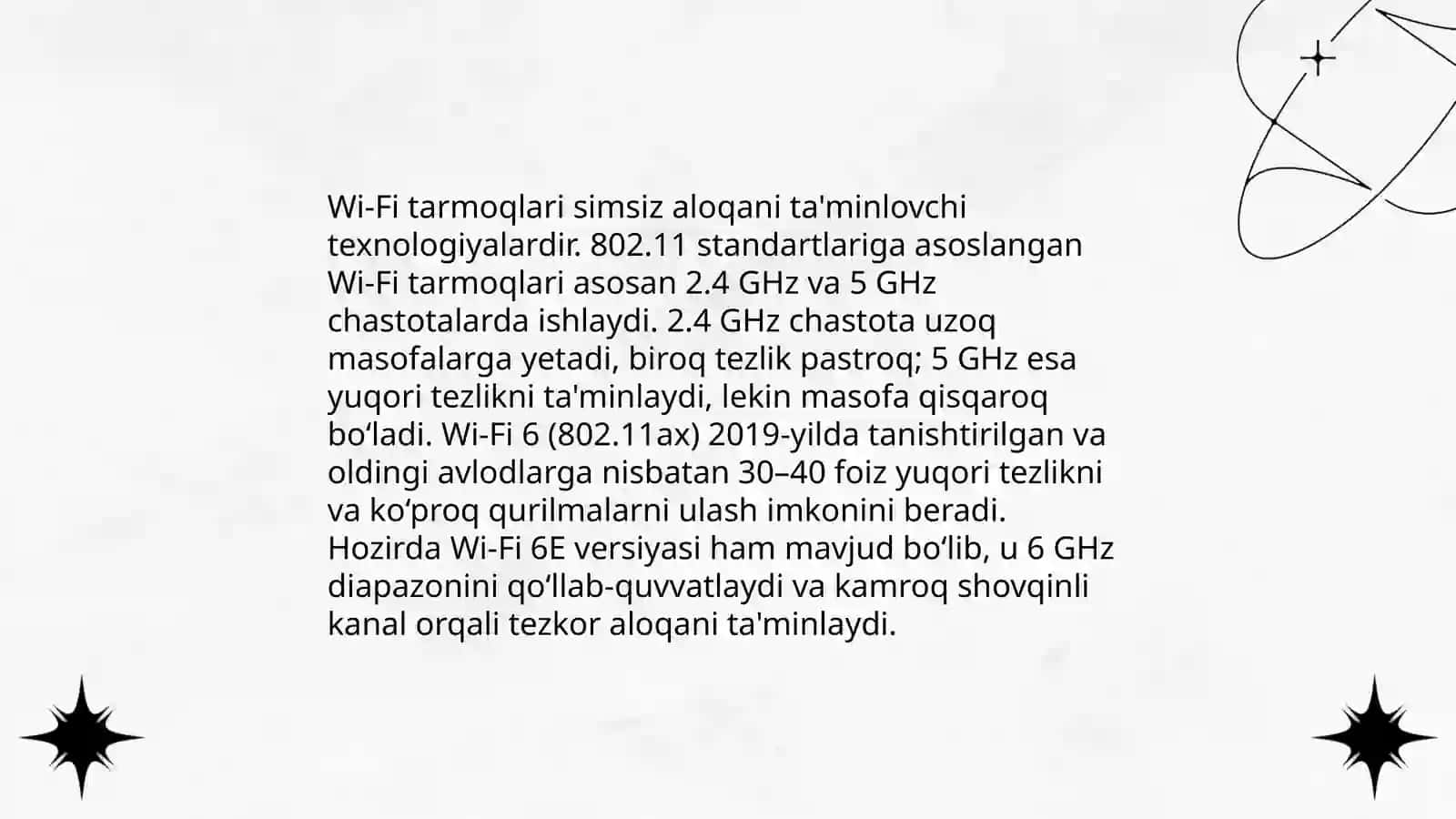 Simsiz Texnologiyalar: Umumiy Koʻrinish 4