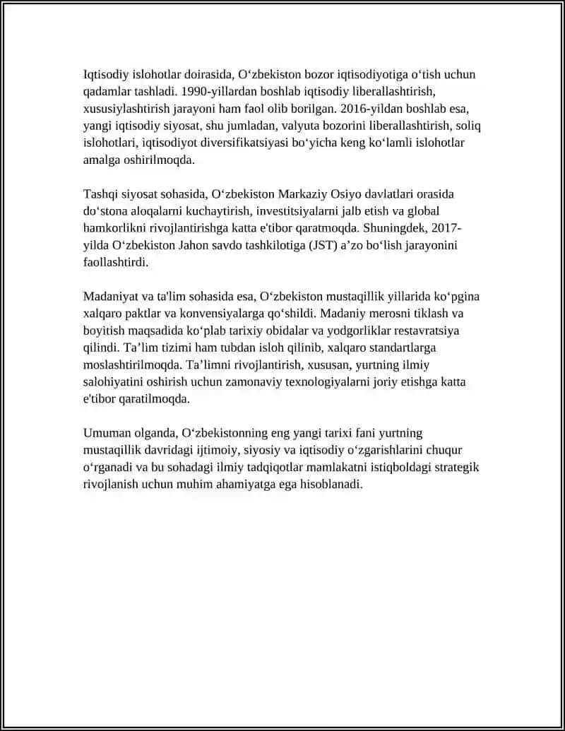 O'zbekistonning Eng Yangi Tarixi Fani 4