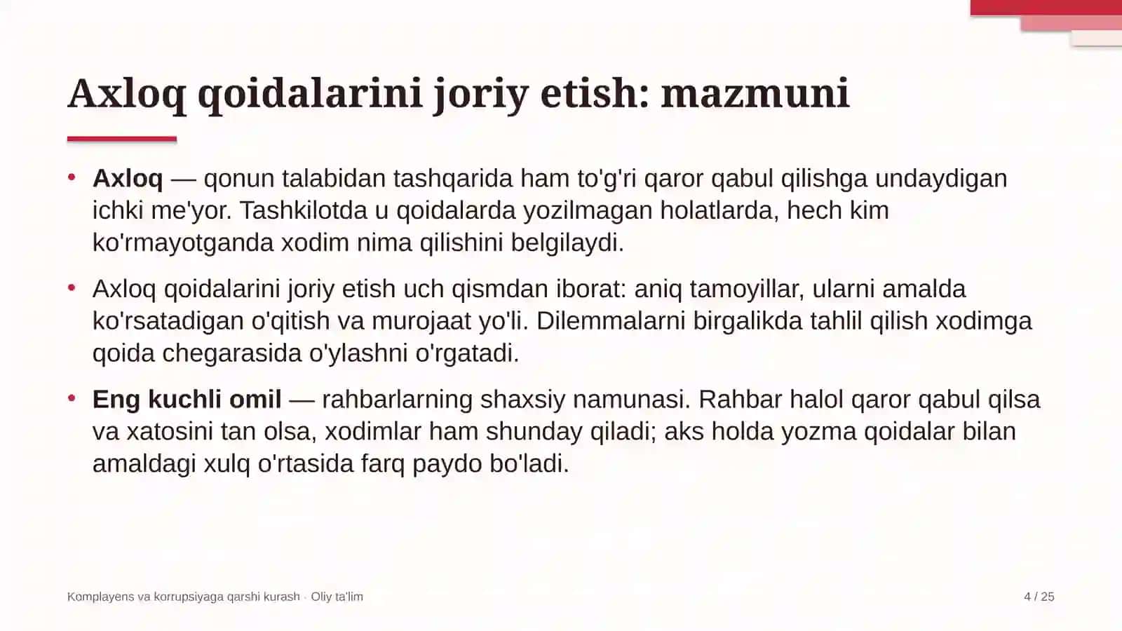 Koll-markazlarda axloq qoidalarini joriy etish 4