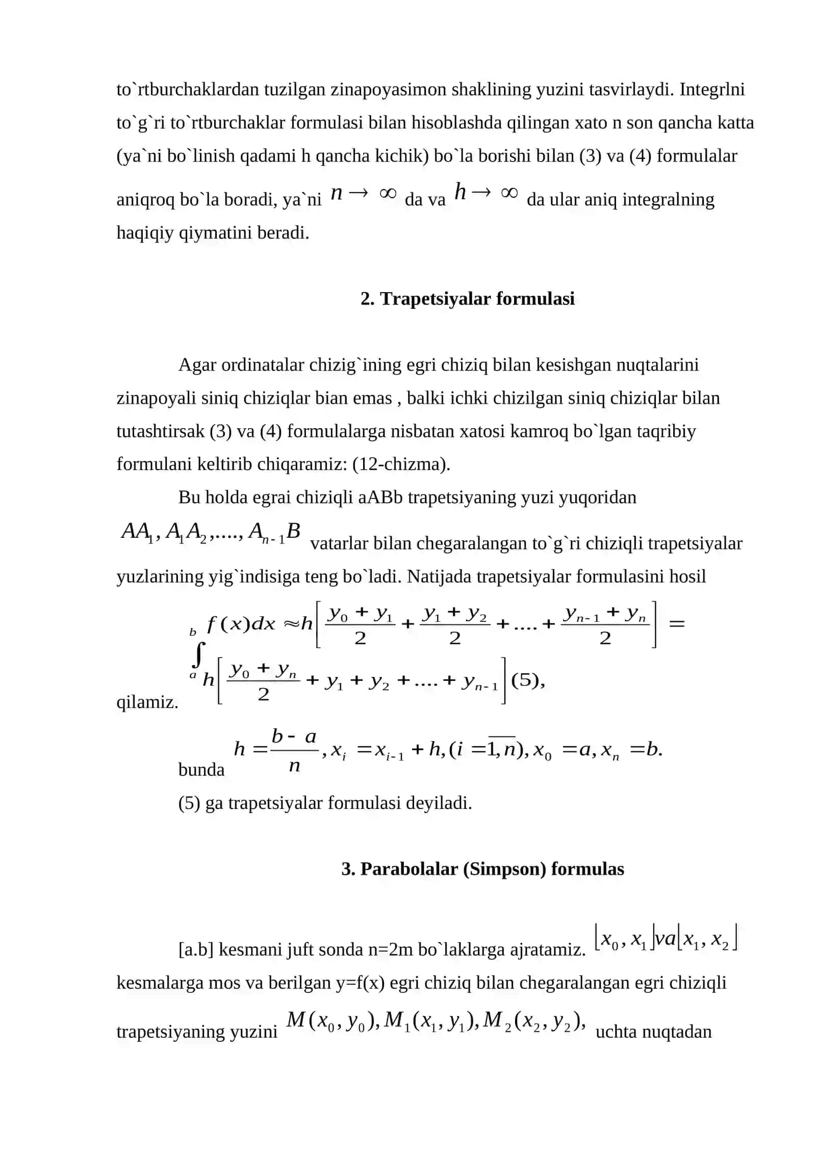 Aniq integralni taqribiy hisoblash 4