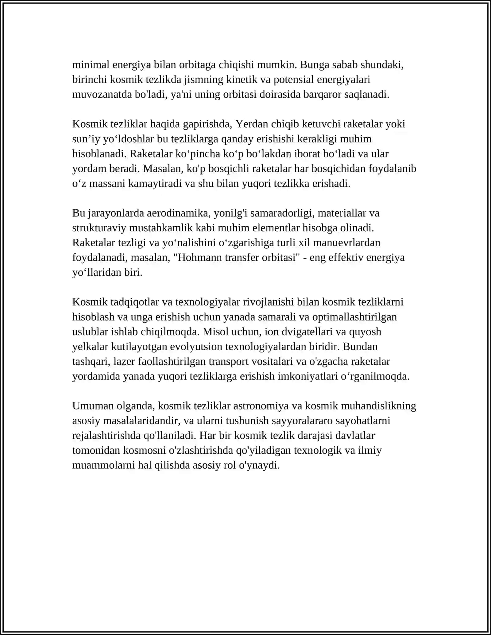 Kosmik Tezliklar 4