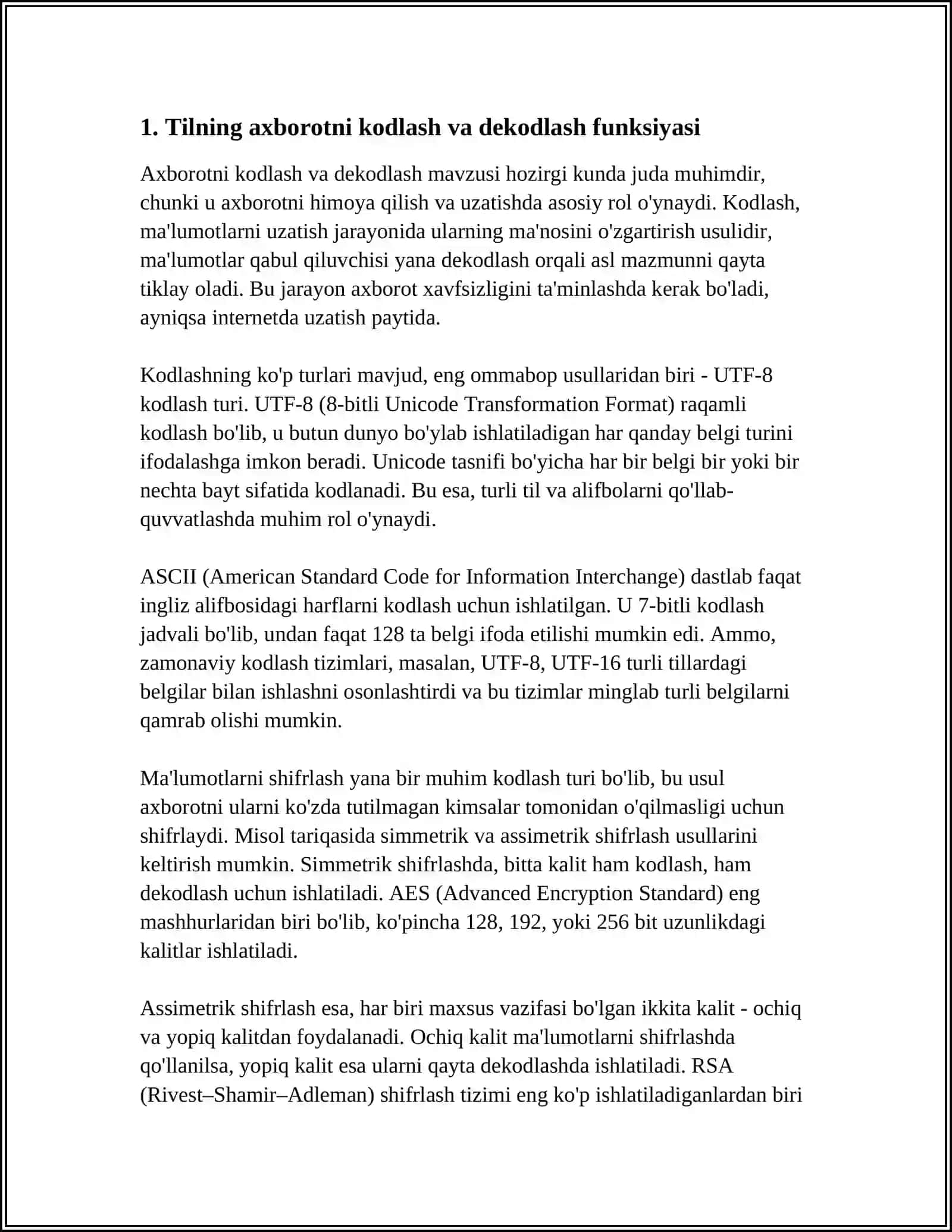 Tilning axborotni kodlash va dekodlash funksiyasi 4