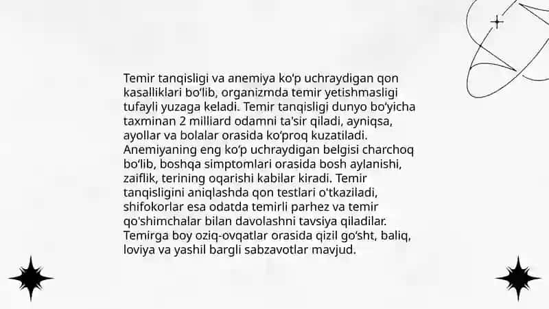 Anemiya Temir tanqislik kamqonlik 4