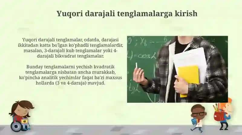 Qaytma va yuqori darajali tenglamalar 4