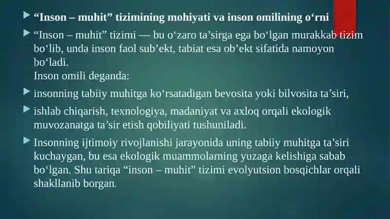 Inson-muhit tizimi 4
