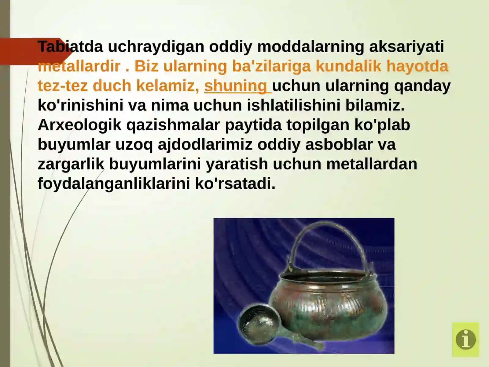 Metallar va metall bo'lmaganlarning umumiy fizik xususiyatlari 4
