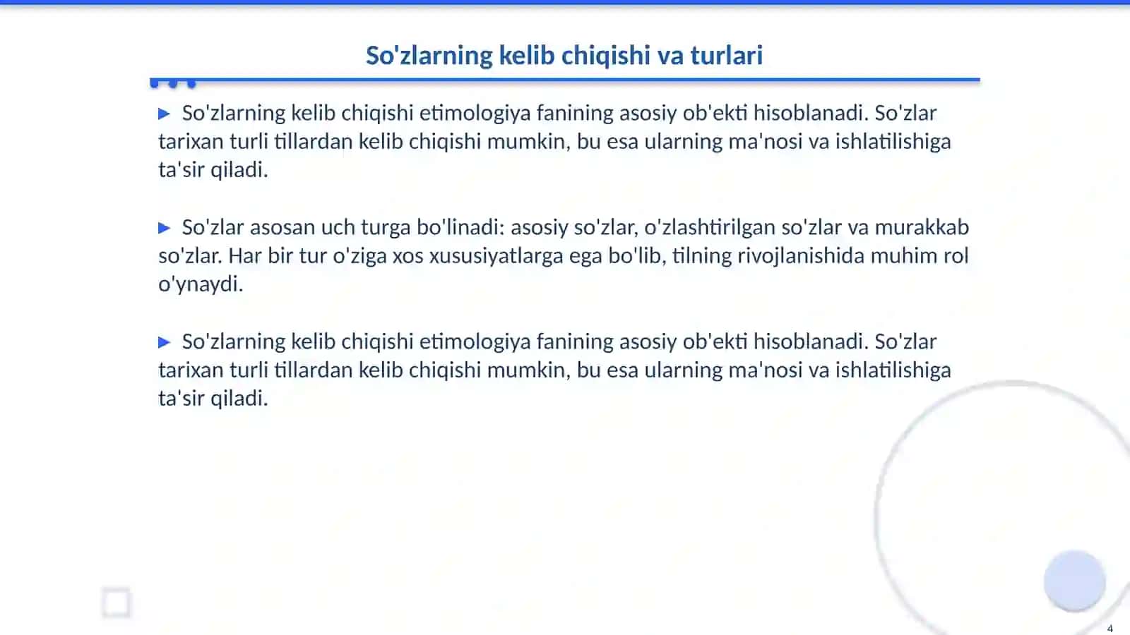 Lugʻat Tarkibi Mashqlari 4