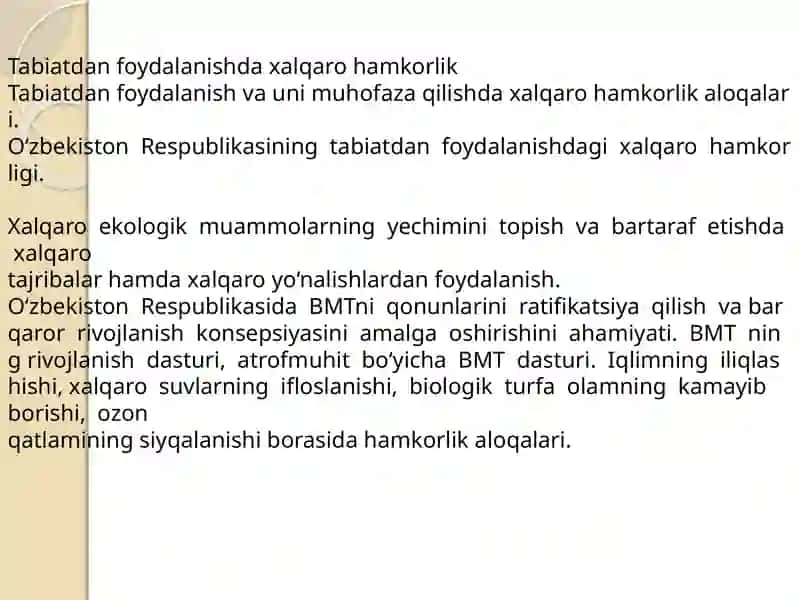 Tabiatdan foydalanishda xalqaro hamkorlik 4