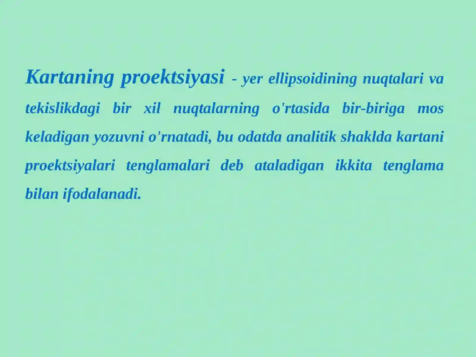 Kartografik proekciyalarni tasniflanishi 4