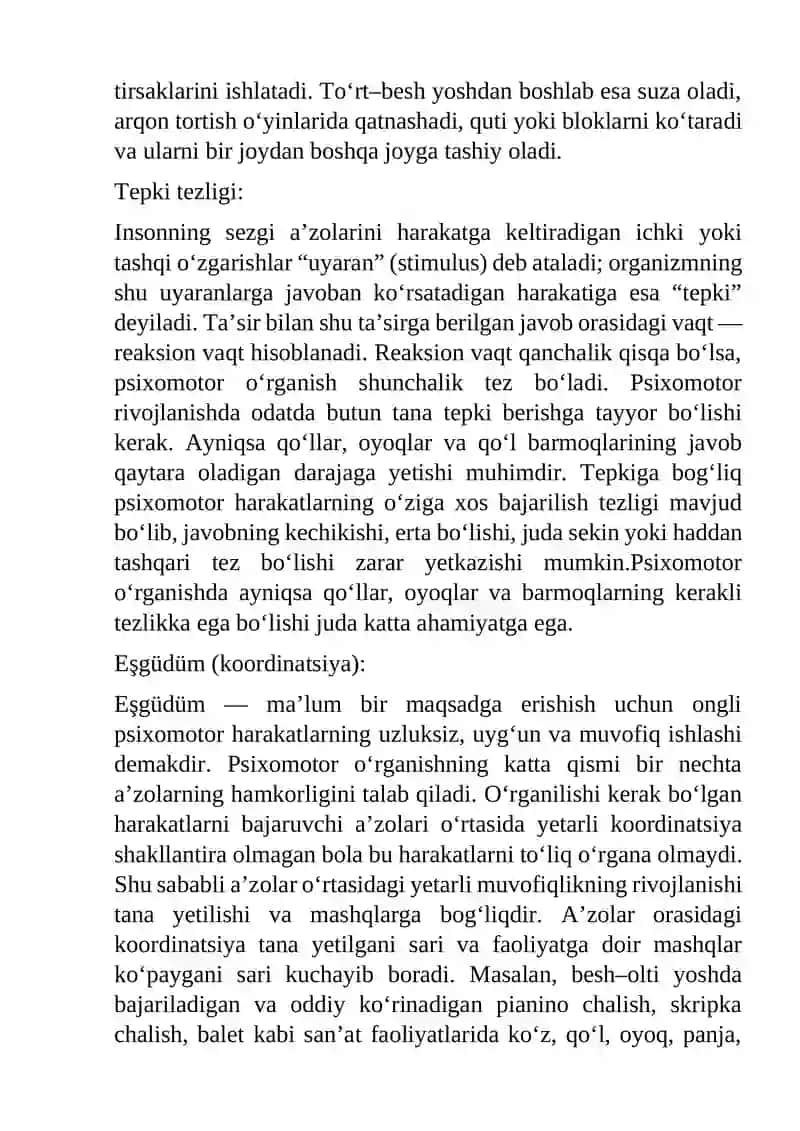 inson psixomotorikasi xarakteristikasini aniqlash 4