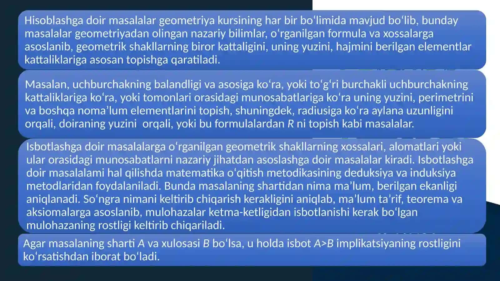 Geometrik masalalary echish metodlari 4