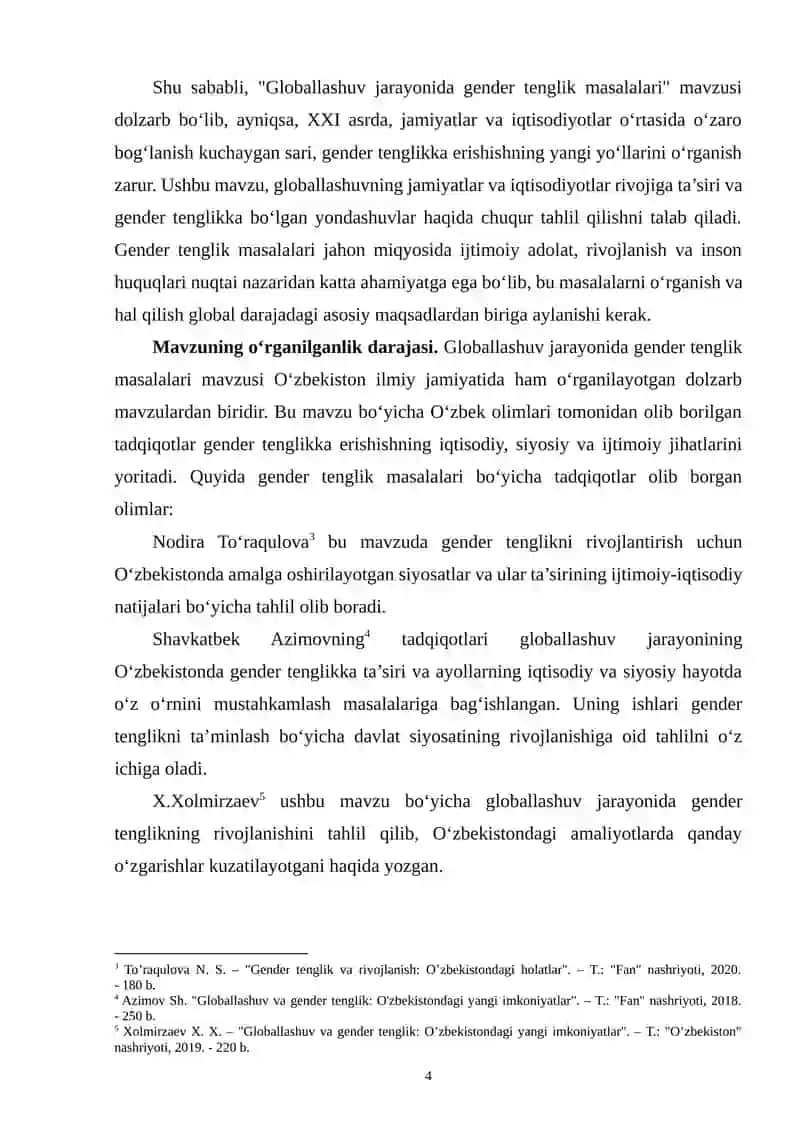 GLOBALLASHUV JARAYONIDA GENDER TENGLIK MASALALARI 4