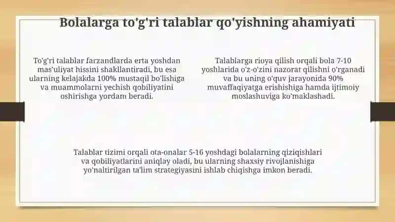 Talab usuli.Bolalarga toʻgʻri talab qoʻyish 4