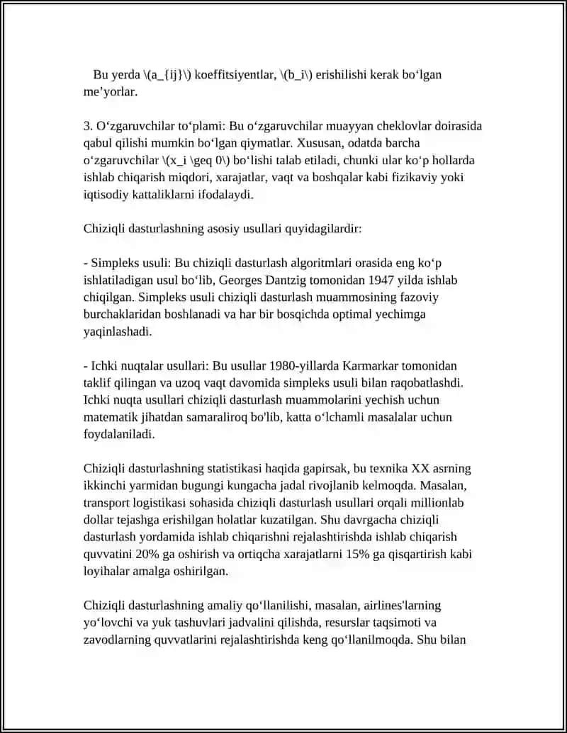 ALGORTIMLASH TILIDA CHIZIQLI DASTURLASH TUZISH 4