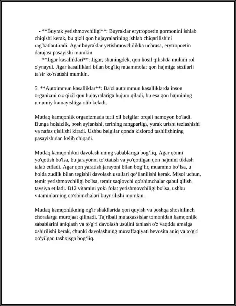 KAMQONLIK TURLARI VA SABABLARI 4