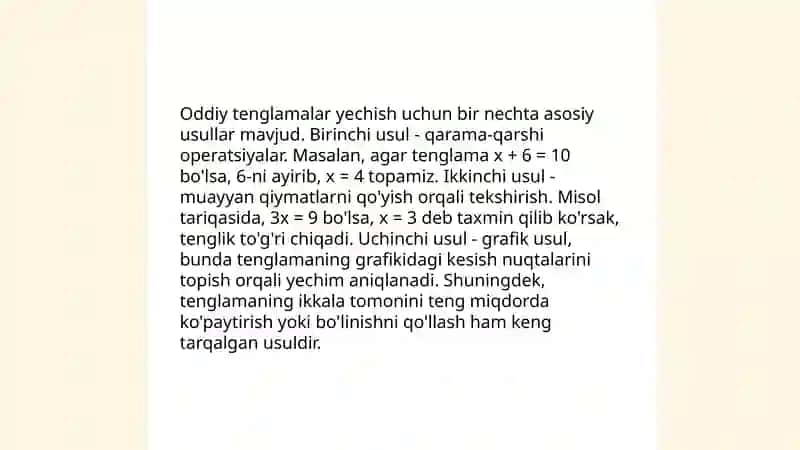 Tenglamalarni yechishga oʻrgatish metodikasi 4
