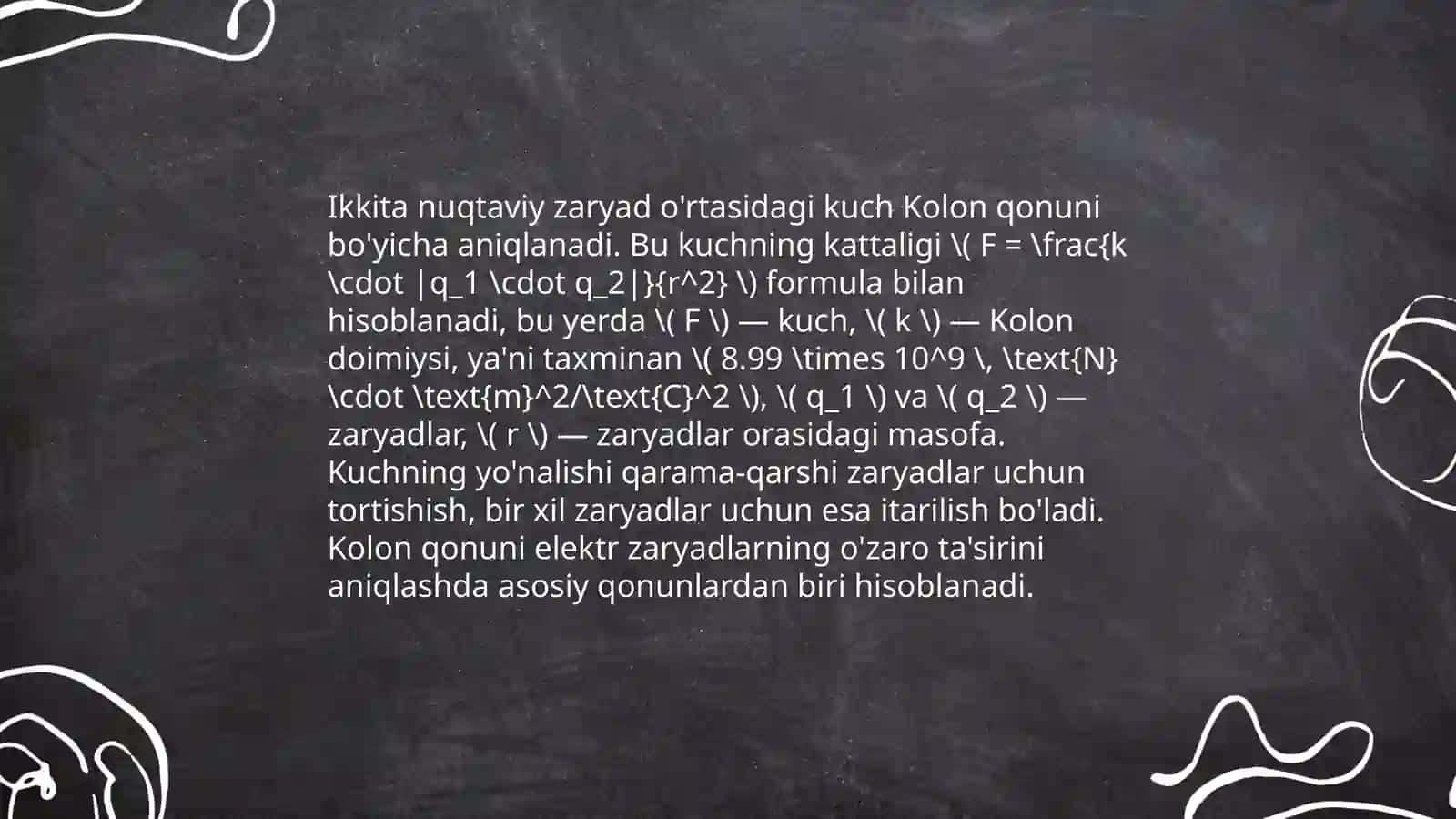 Kulon va Bio-Savar-Laplas qonunlariga doir misollar 4