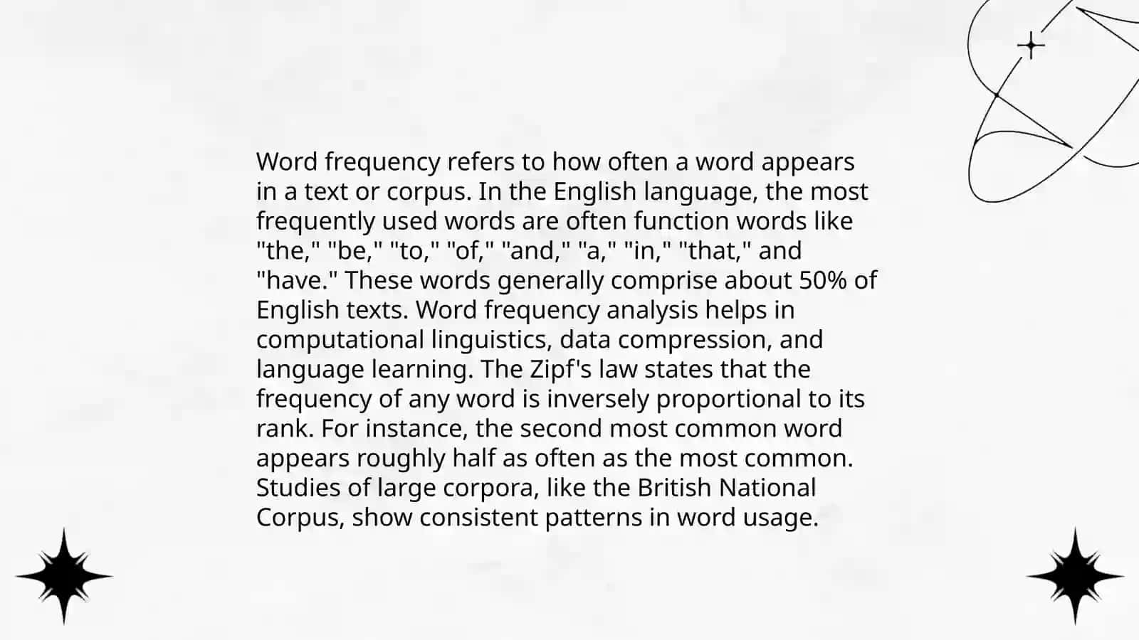 The proportion of words in the text 4