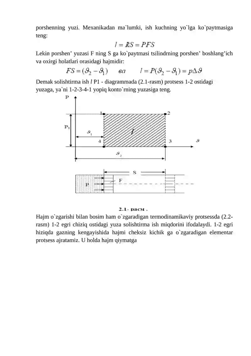 MA`RUZA. TEMODINAMIKANING BIRINCHI QONUNI 4