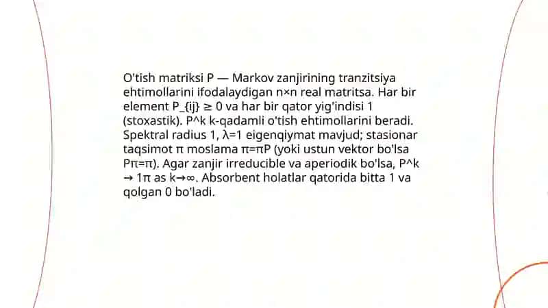 Markov zanjiri va uning tadbiqlari 4