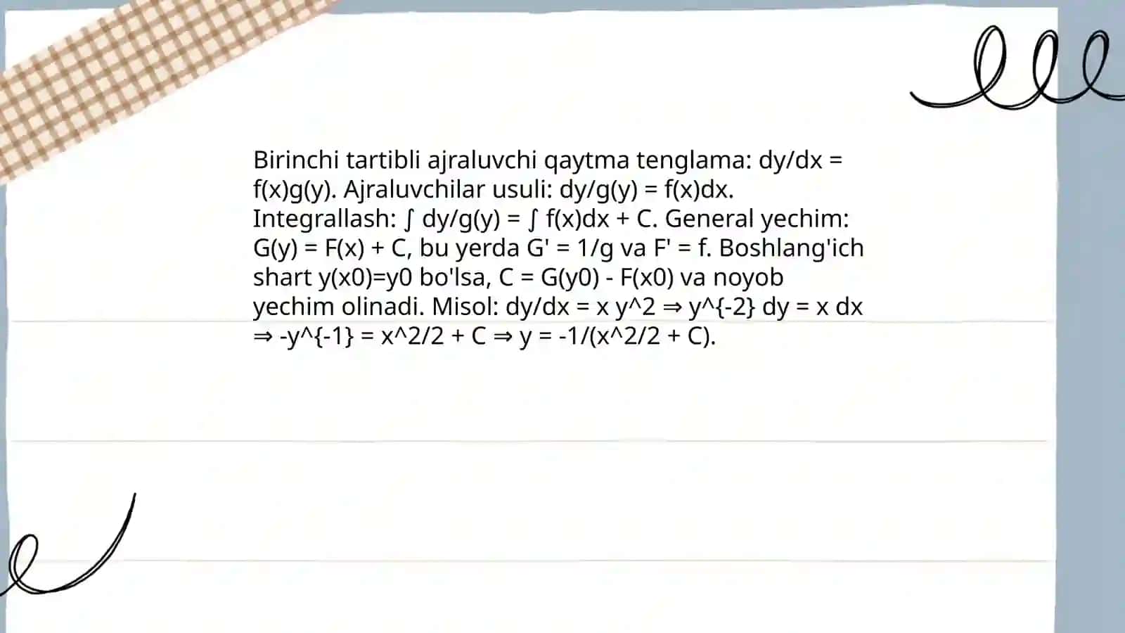 Qaytma va yuqori darajali tenglamalar 4