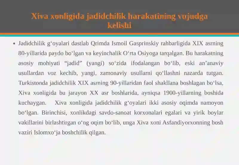 Xivaxonligidajadid maktablarining tashkili shi va faoliyati 4