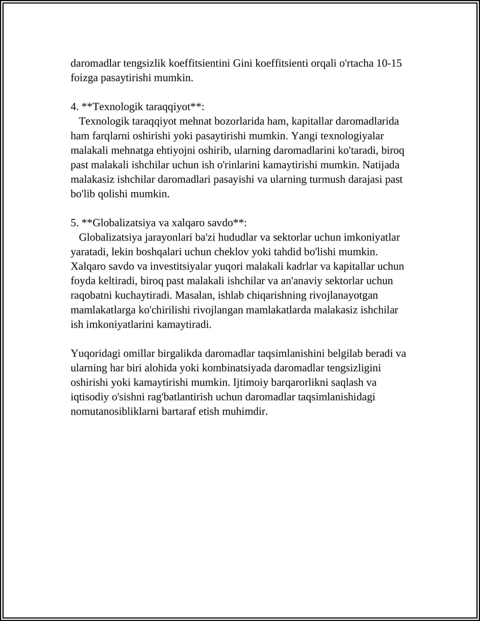 DAROMADLARNING TAQSIMLANISHI, TENGSIZLIK VA QASHSHOQLIK 4