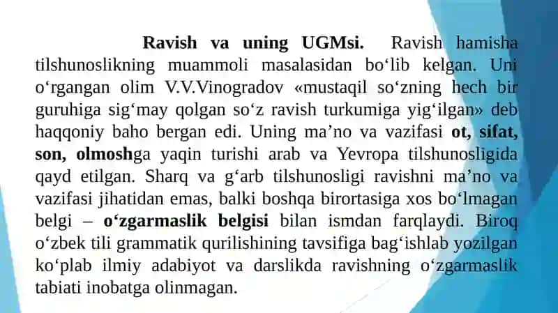 Ravish, Olmosh so‘z turkumlari 4