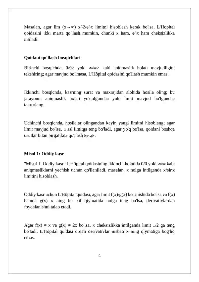 Lopitalning 2-qoidasi 4