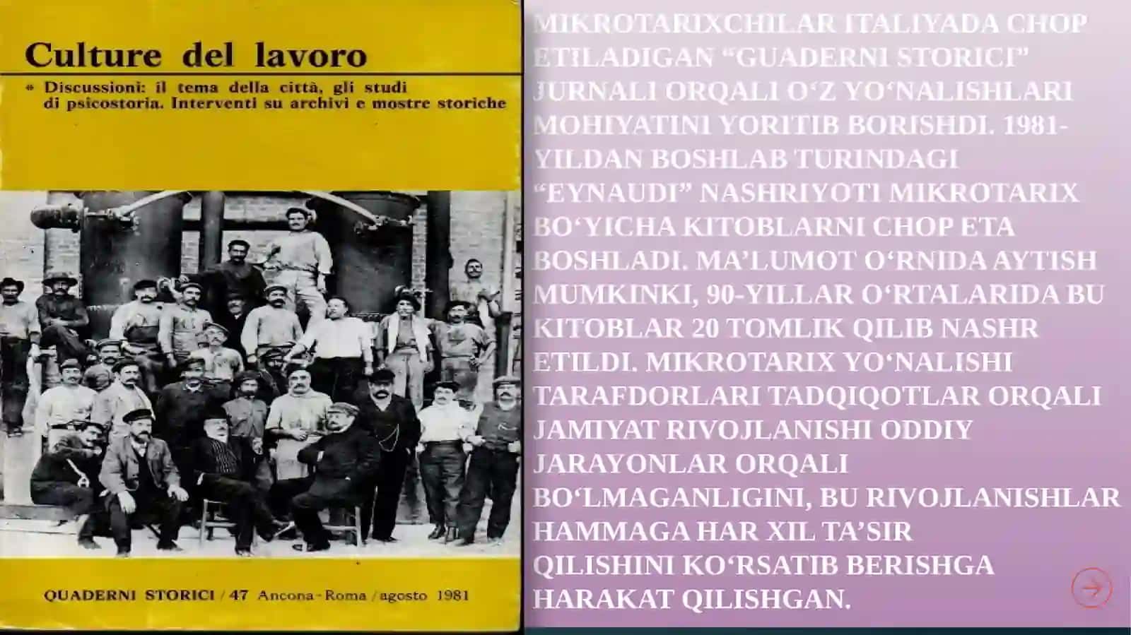 TARIXIY ANTROPOLOGIYA MIKRO TARIX YO’NALISHI VA ANNALLAR MAKTABI 4