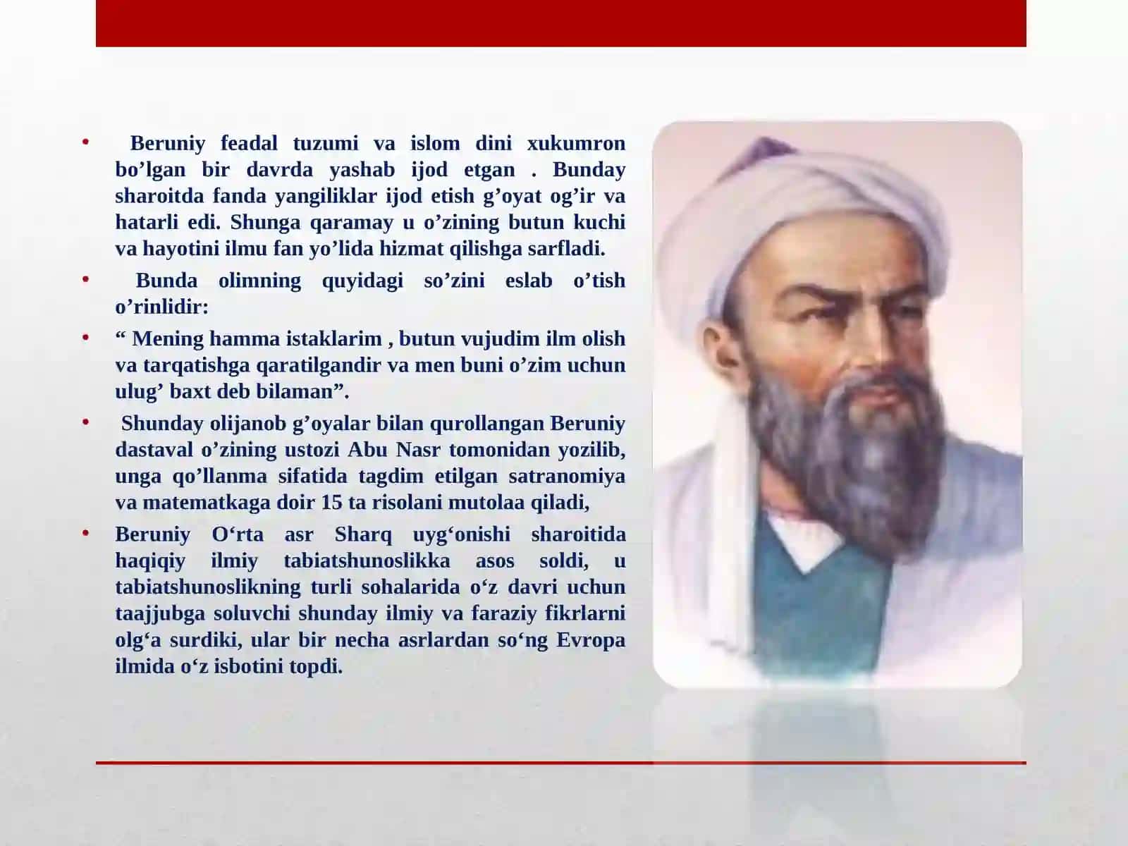Abu Rayxon Beruniy “Hindiston” asari haqidaTAQDIMOT 4