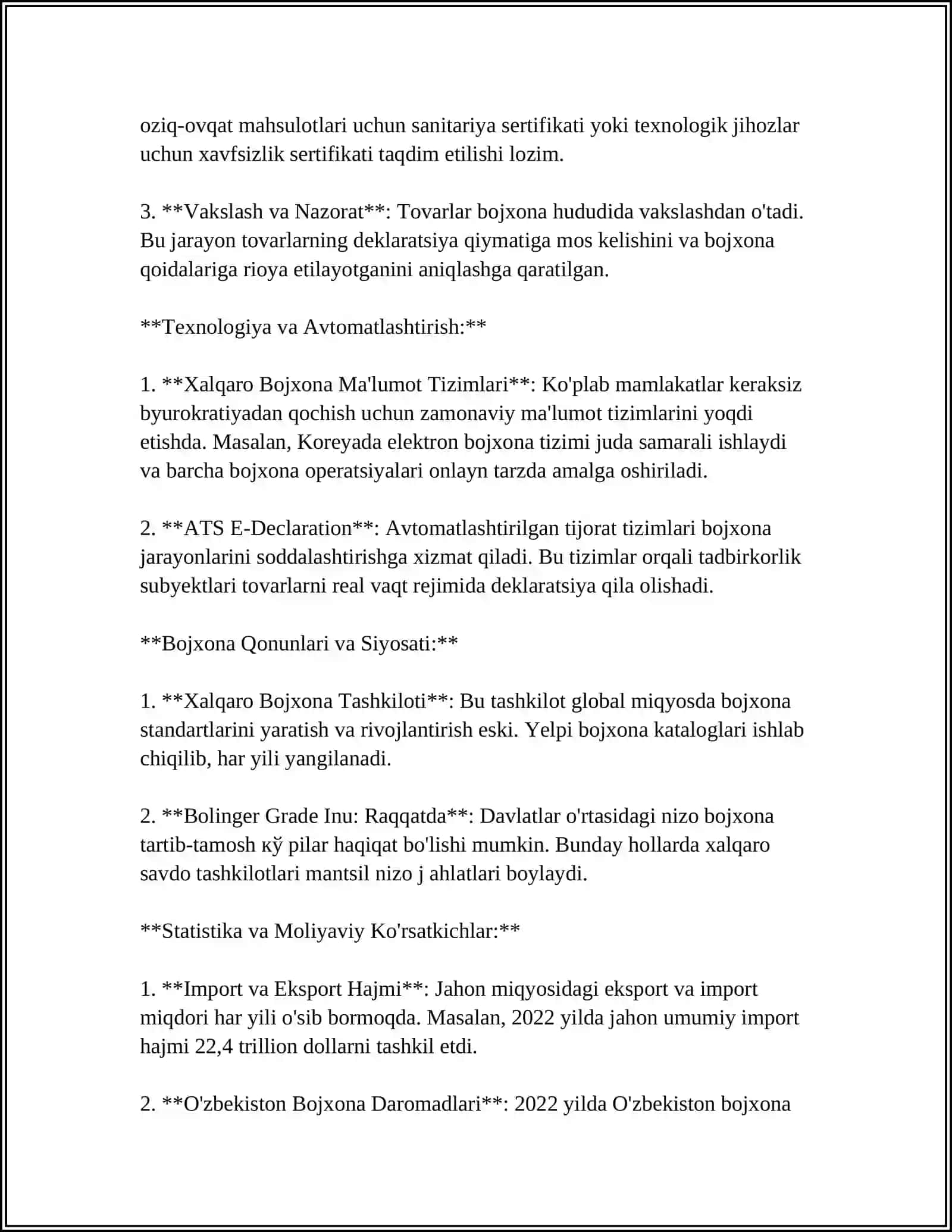Xalqaro Savdoda Bojxona Tartiblari 4