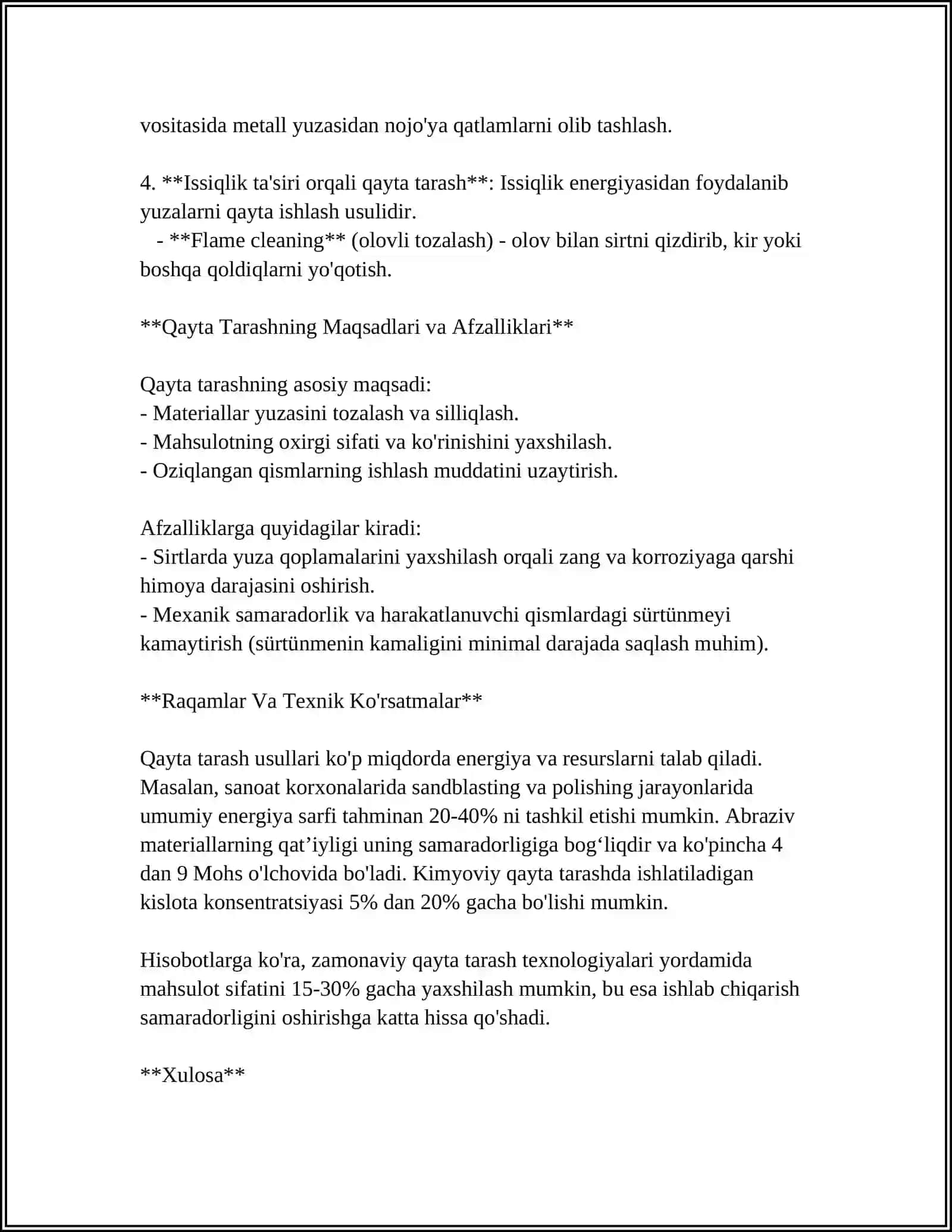 QAYTA TARASH JARAYONI. MAHSULOTNI QAYTA TARASHGA TAYYORLASH 4