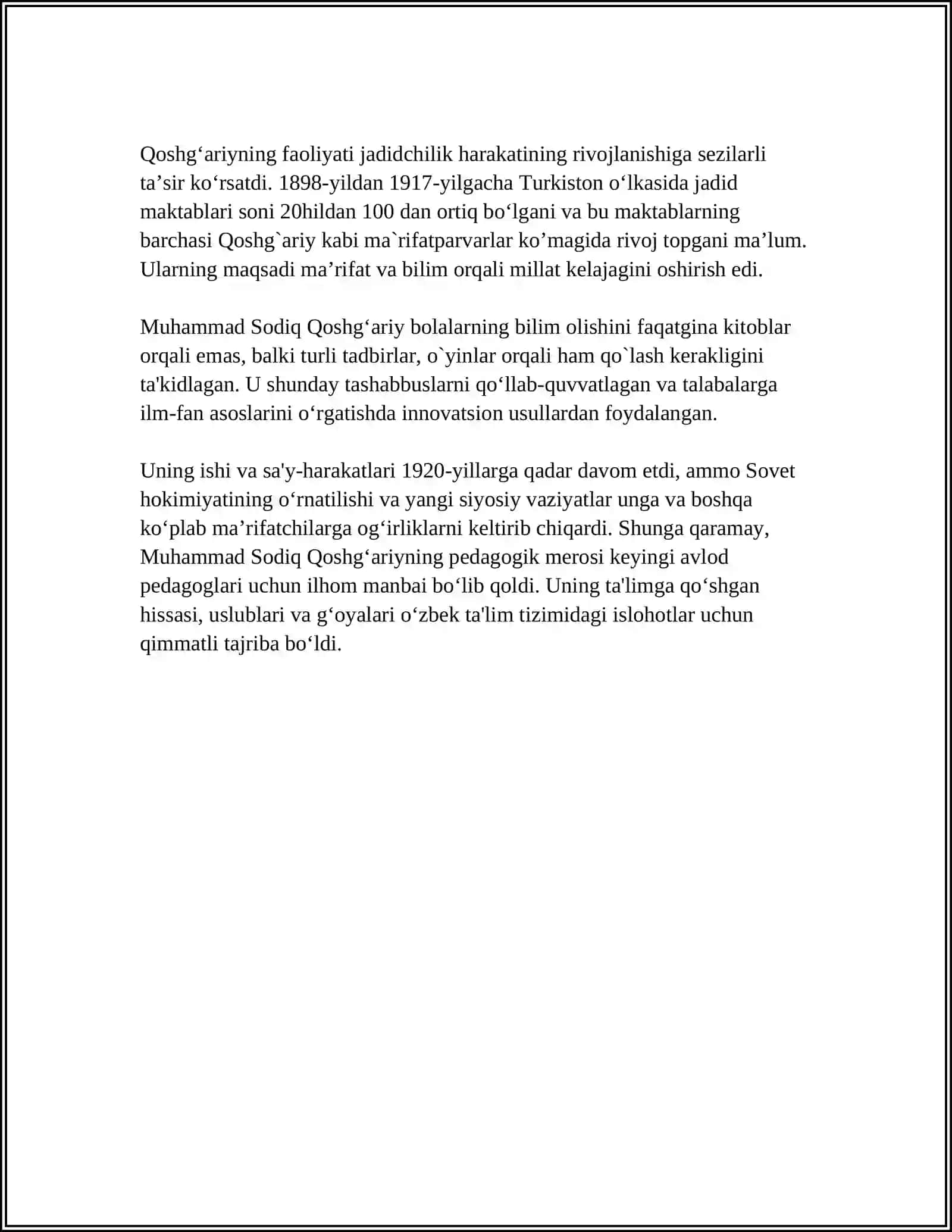 MUHAMMAD SODIQ QOSHĢARIYNING PEDAGOGIK QARASHLARI 4