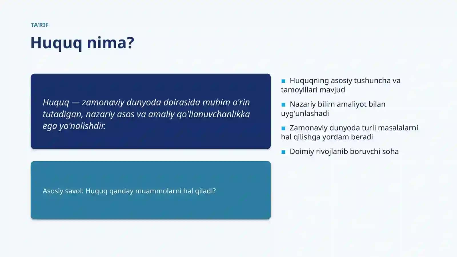 Zamonaviy Dunyoda - Huquq 4