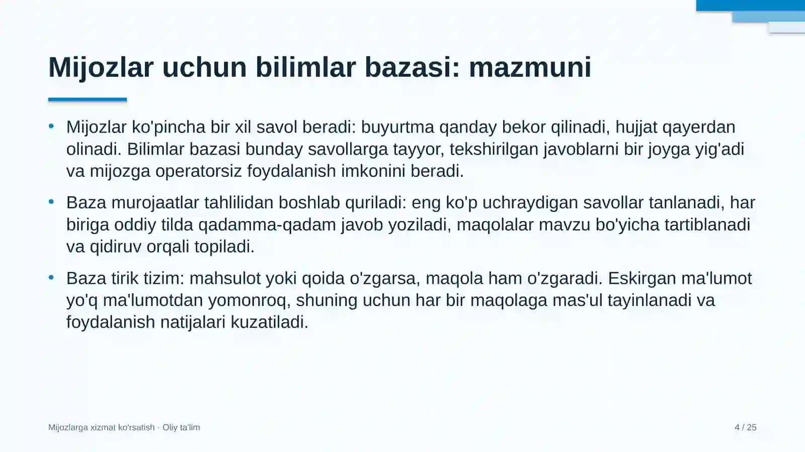 veterinariya xizmatida mijozlar uchun bilimlar bazasini yaratish 9276 4