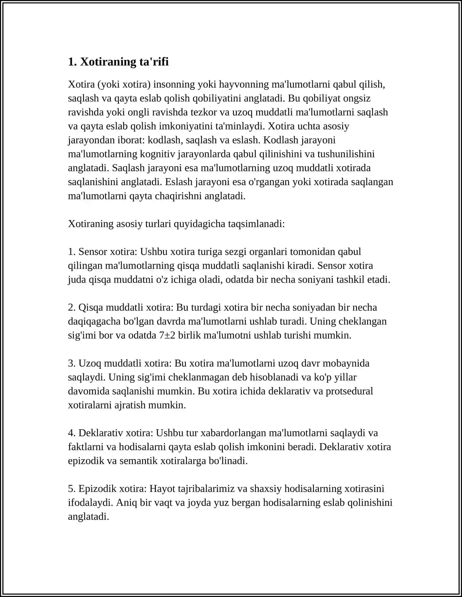 XOTIRA HAQIDA TUSHUNCHA VA UNING TASNIFI 4