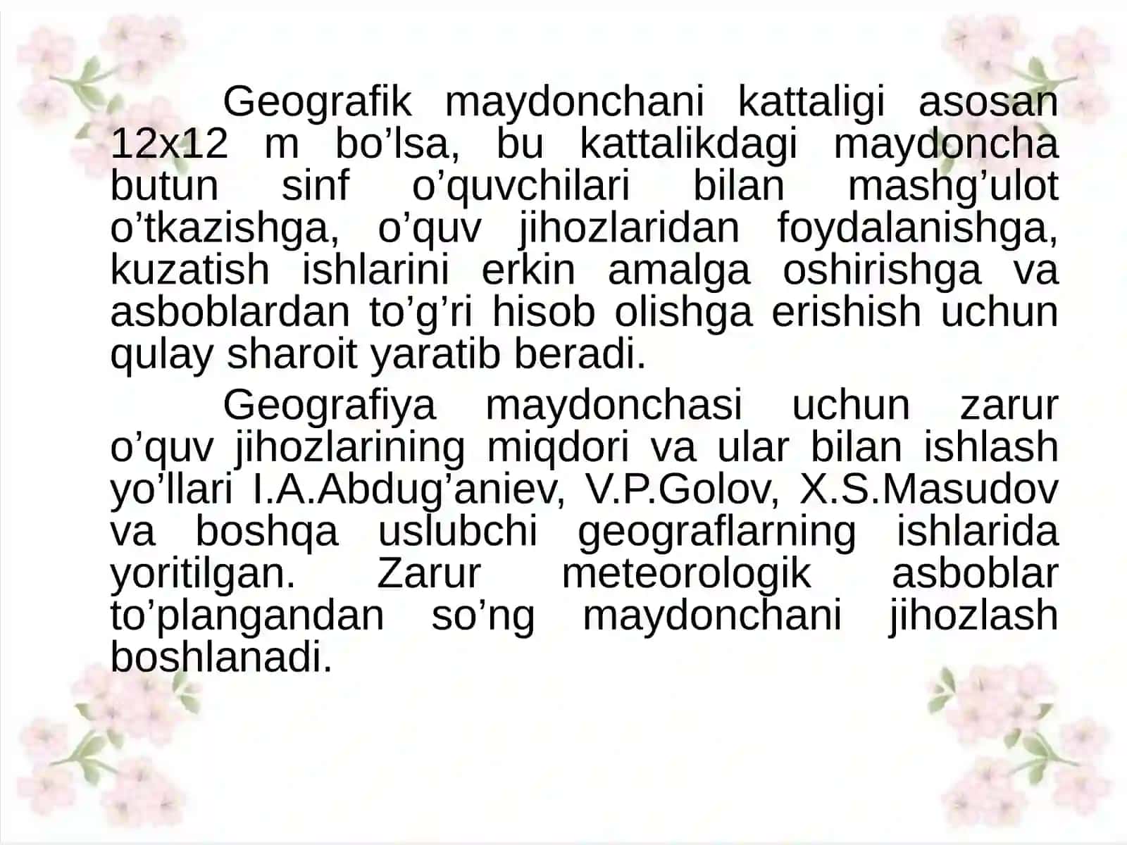 Geografiya maydonchasini tashkil etish 4