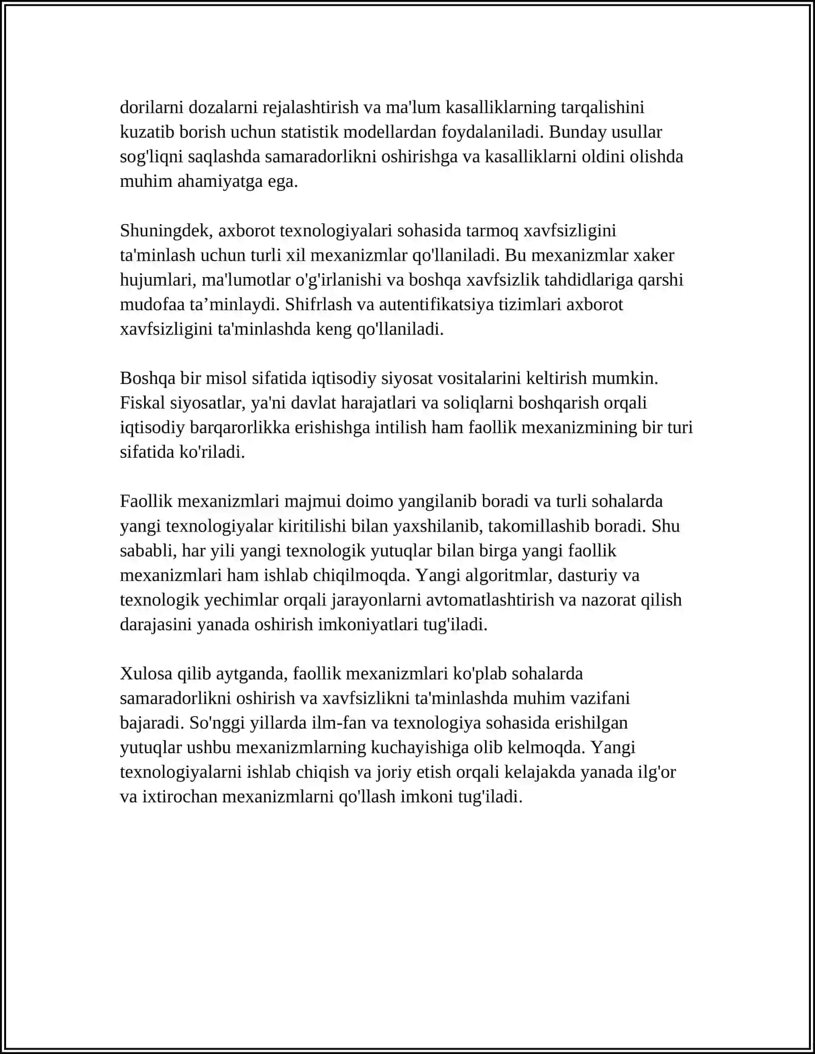 FAOLLIK MEXANIZMLARI TASNIFI 4