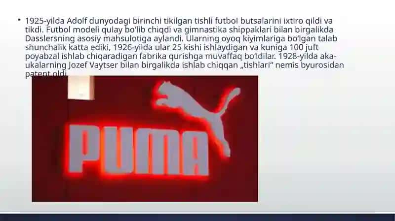 PUMA KOMPANIYASI RIVOJLANISHI 4